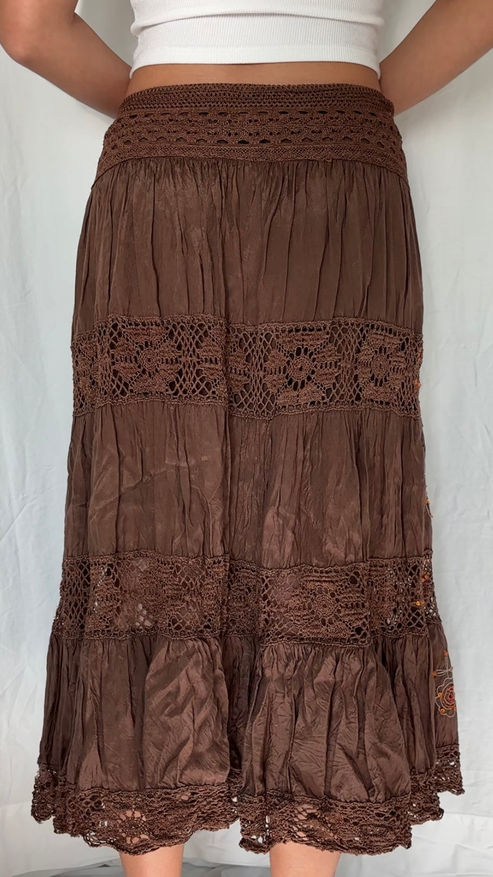 Chaudry KC Size S Beaded Crochet Maxi Skirt