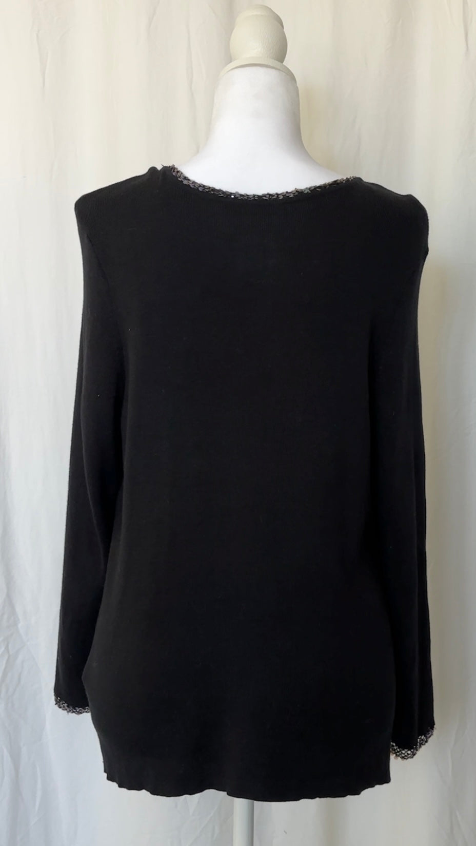 Sigrid Olsen Size L Sequin Silk 3/4 Sleeve Top