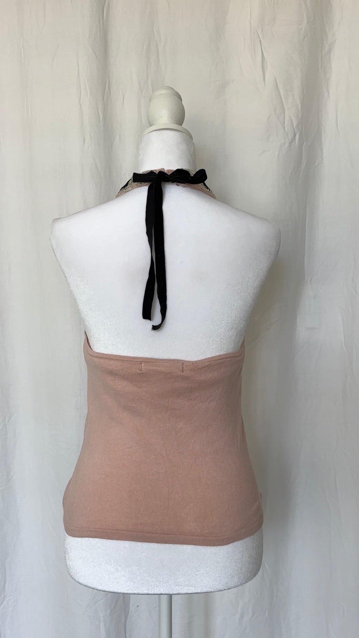 Kaisely Size L Sequin Silk Sleeveless Halter Top