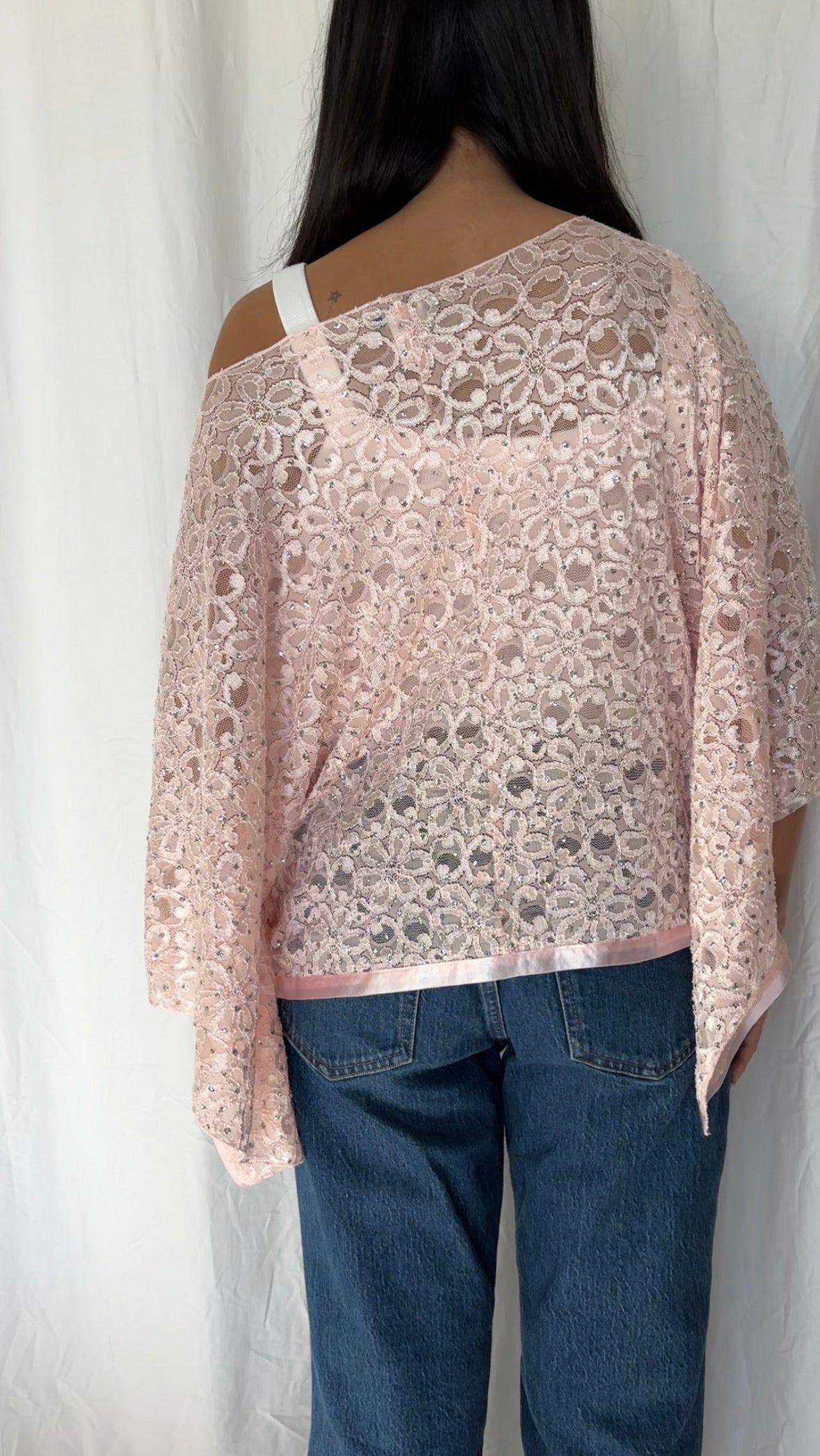 Jaipur Size S/M Lace Glitter Poncho Top