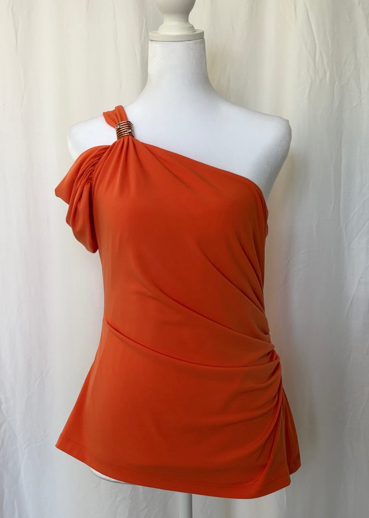 David Meister Size M One Shoulder Cinched Tank Top