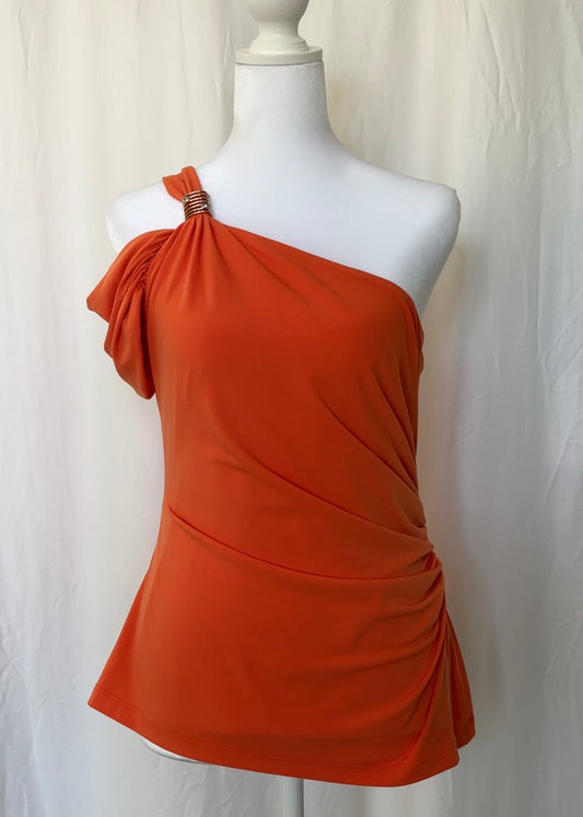 David Meister Size M One Shoulder Cinched Tank Top