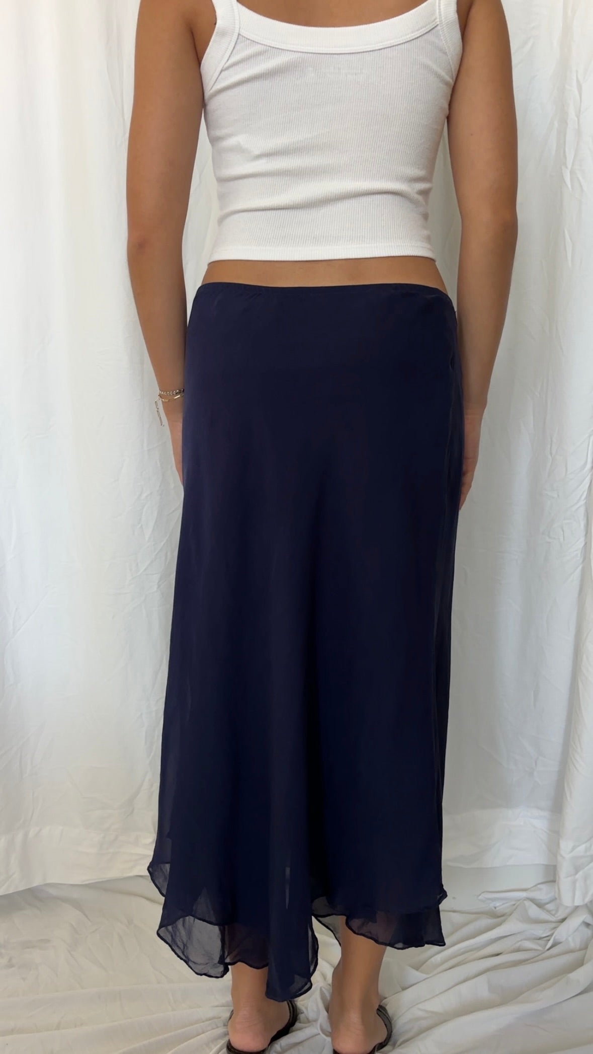 Jones New York Size S Silk Navy Maxi Skirt