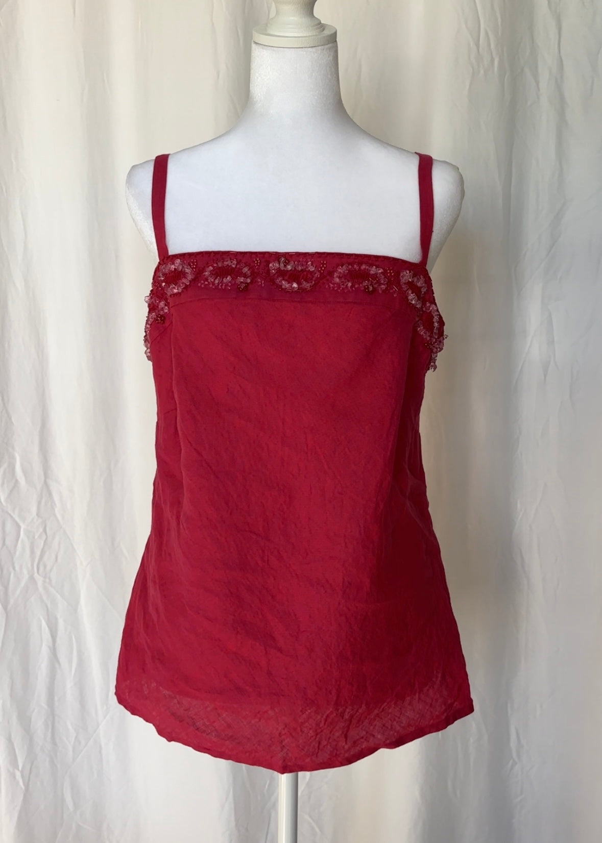 Luisa Spagnoli Size XXL Linen Beaded Sleeveless Top