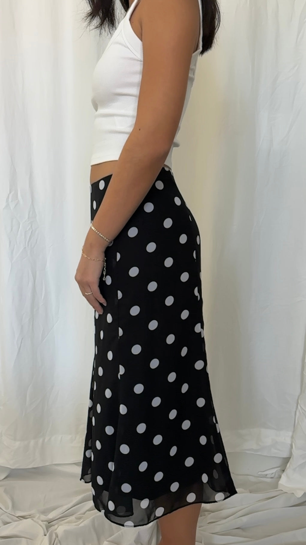 Jones Wear Size M Polka Dot Low Rise Midi Skirt