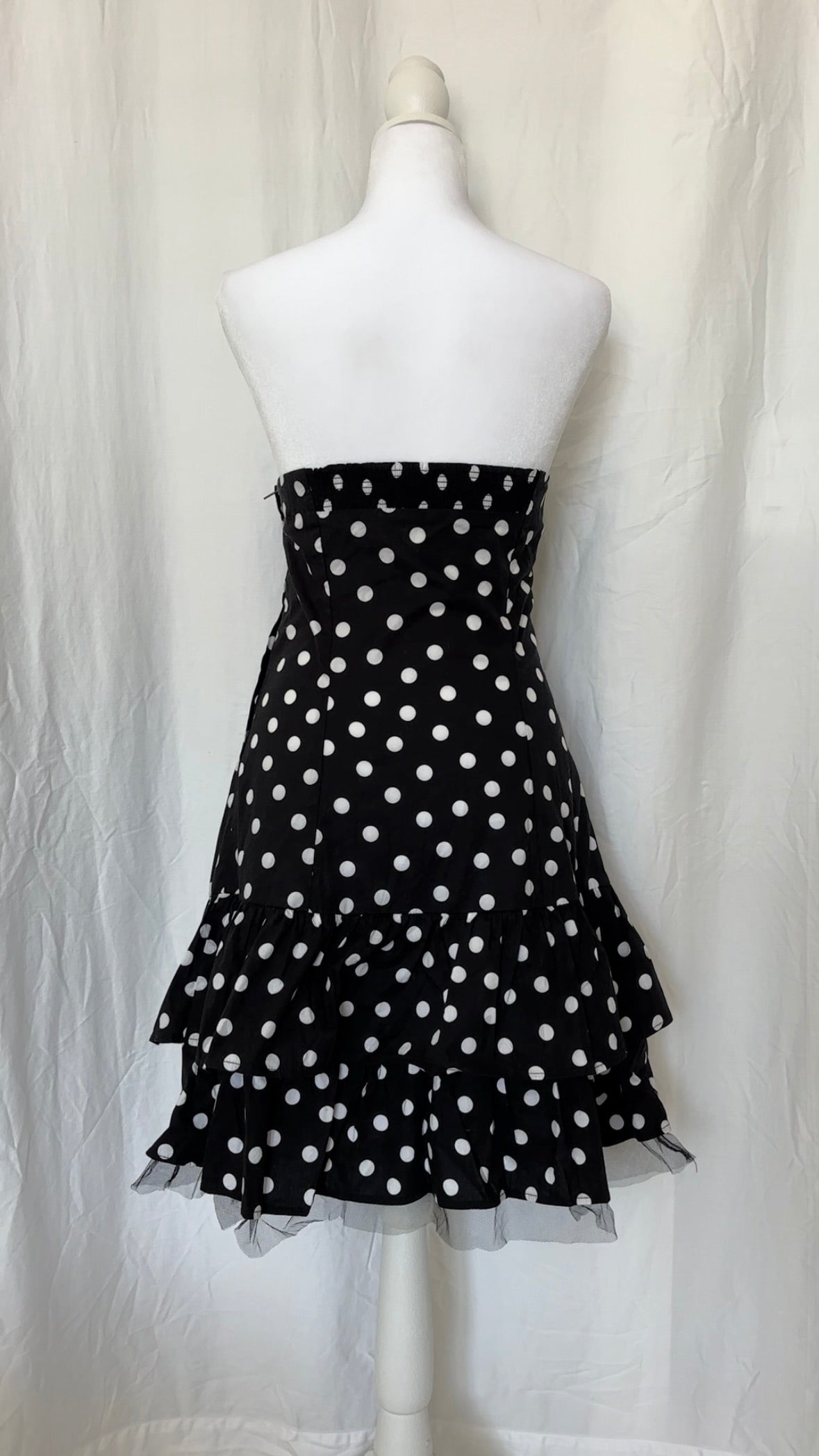 Inwear Size L Polka Dot Ruffle Strapless Mini Dress