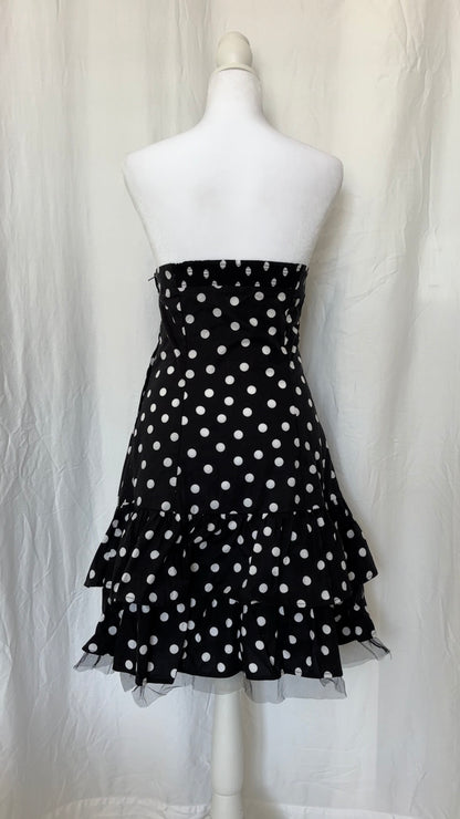 Inwear Size L Polka Dot Ruffle Strapless Mini Dress