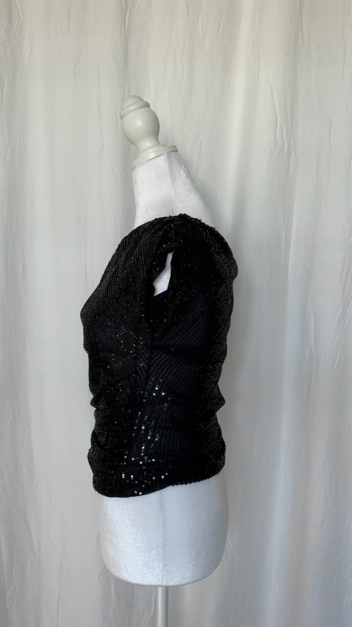 Size XS Sequin One Shoulder Sleeveless Top