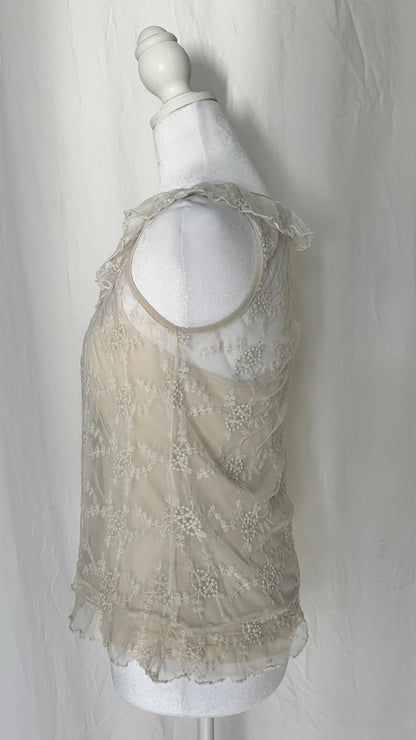 A Diva Size S Lace Ruffle Sleeveless Sleeve Top