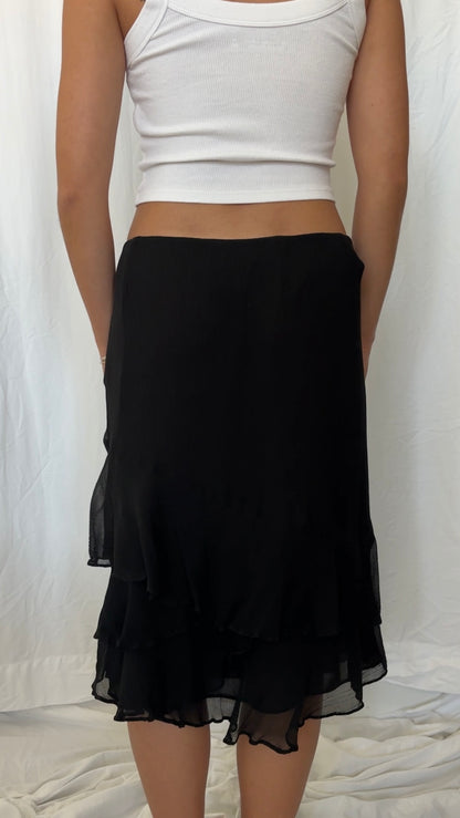 Alfani Size M Silk Ruffle Midi Skirt