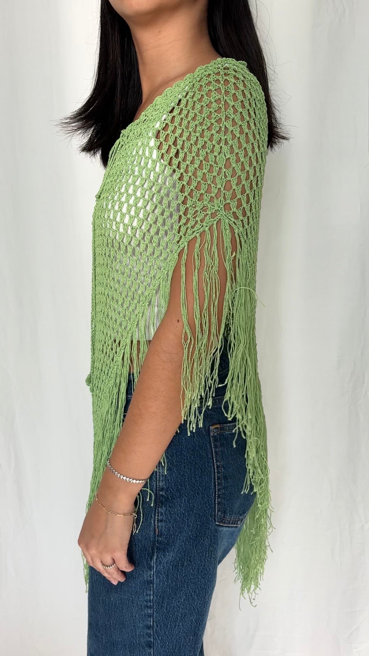 Say What? One Size Knit Fringe Poncho