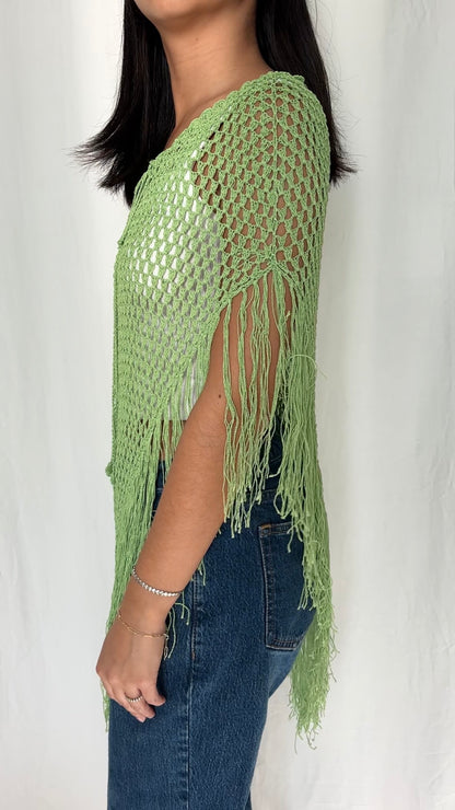 Say What? One Size Knit Fringe Poncho