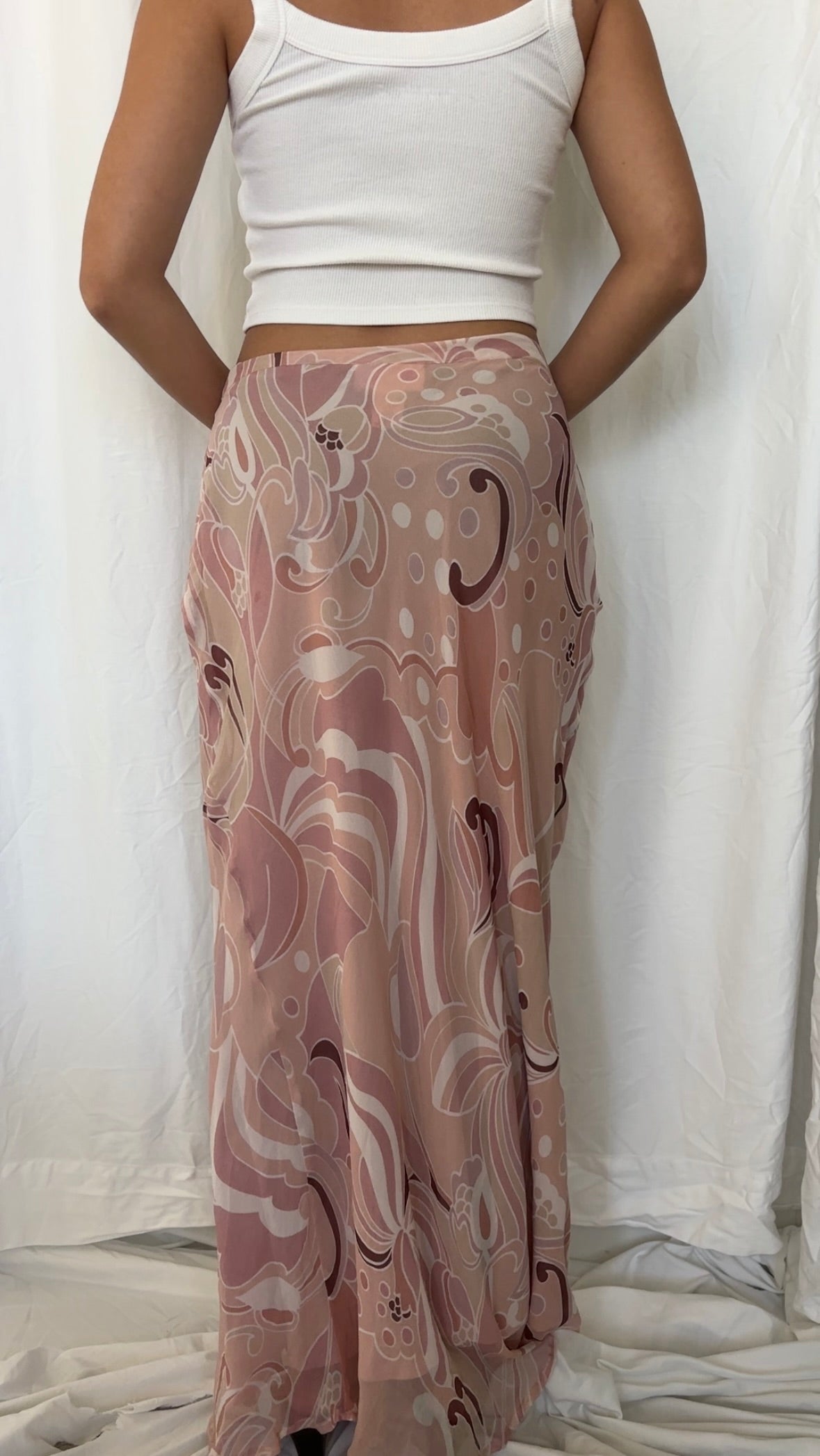 Chadwicks Size M Silk Low Rise Maxi Skirt