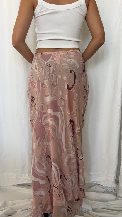 Chadwicks Size M Silk Low Rise Maxi Skirt
