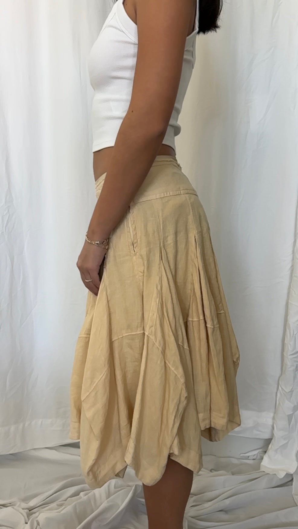 Anthropologie Size S Linen Godet Midi Skirt