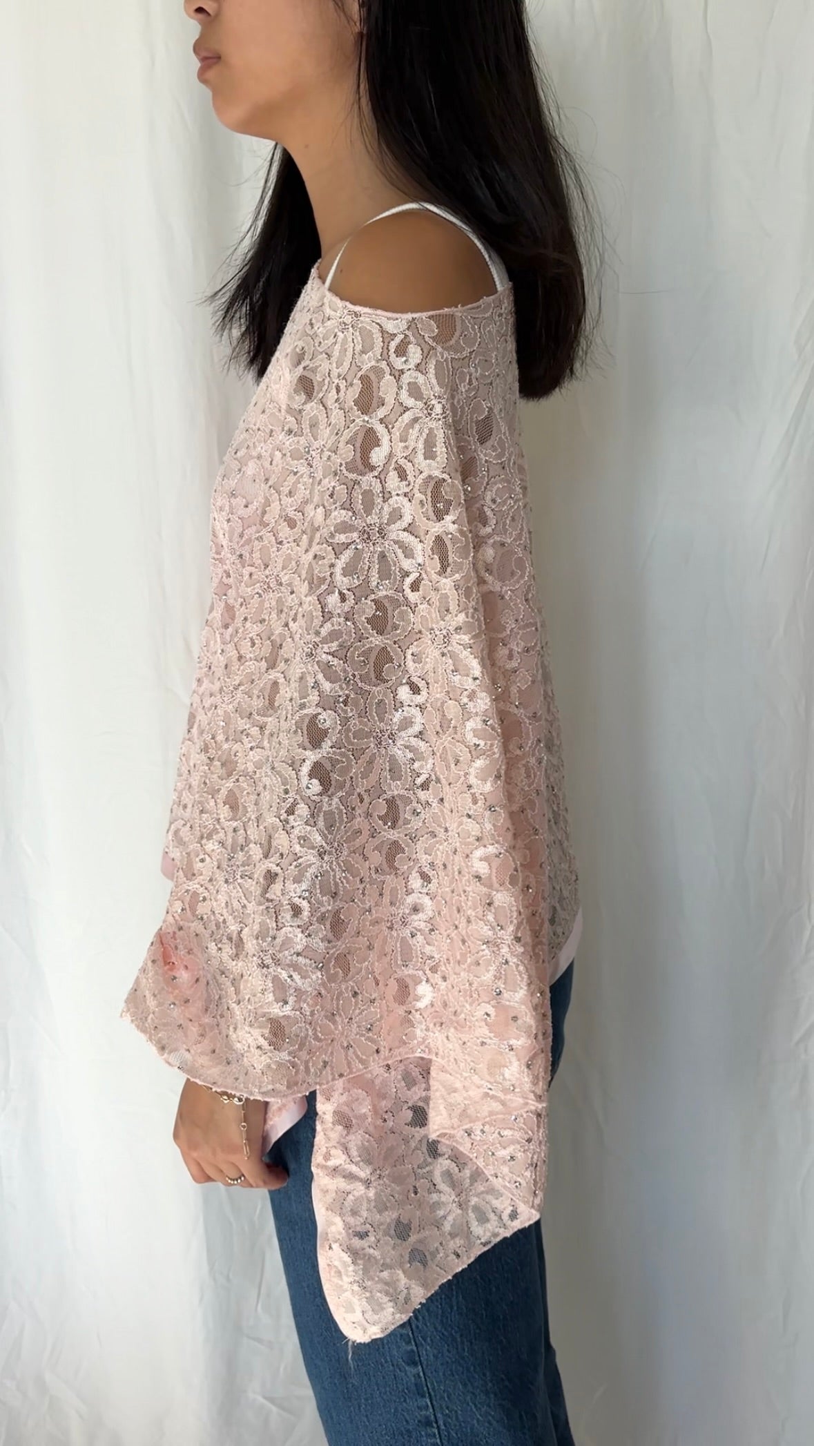 Jaipur Size S/M Lace Glitter Poncho Top
