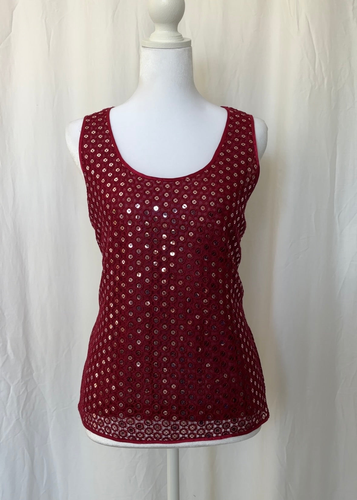 Etcetera Size L Mirrored Sparkly Sequins Tank Top