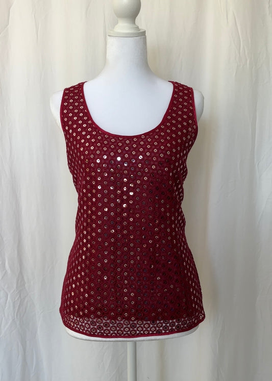 Etcetera Size L Mirrored Sparkly Sequins Tank Top