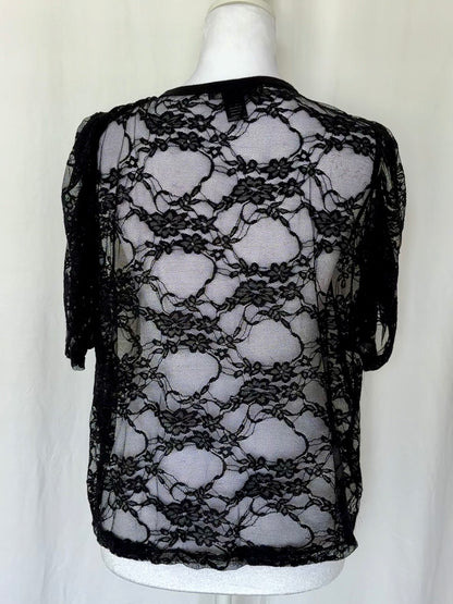 Delixious Size 3XL Lace Short Sleeve Cardigan