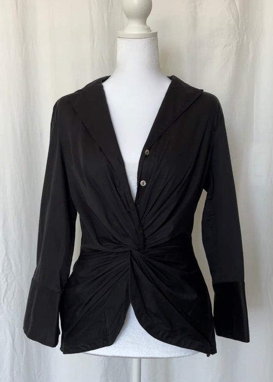Eye Size M Side Slit Collar Long Sleeve Top