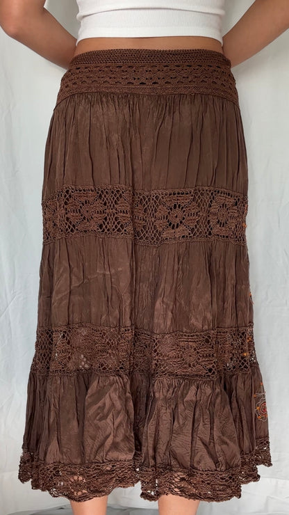 Chaudry KC Size S Beaded Crochet Maxi Skirt