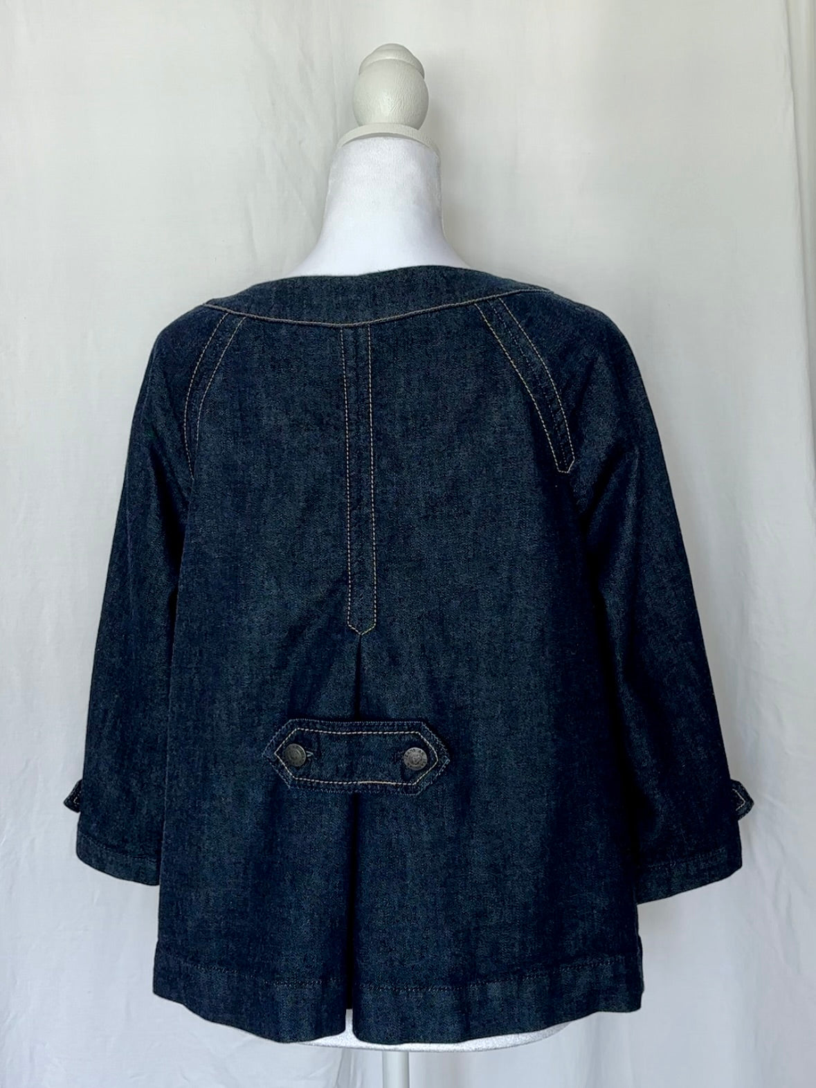 Anne Klein Size M Denim Trapeze 3/4 Sleeve Jacket