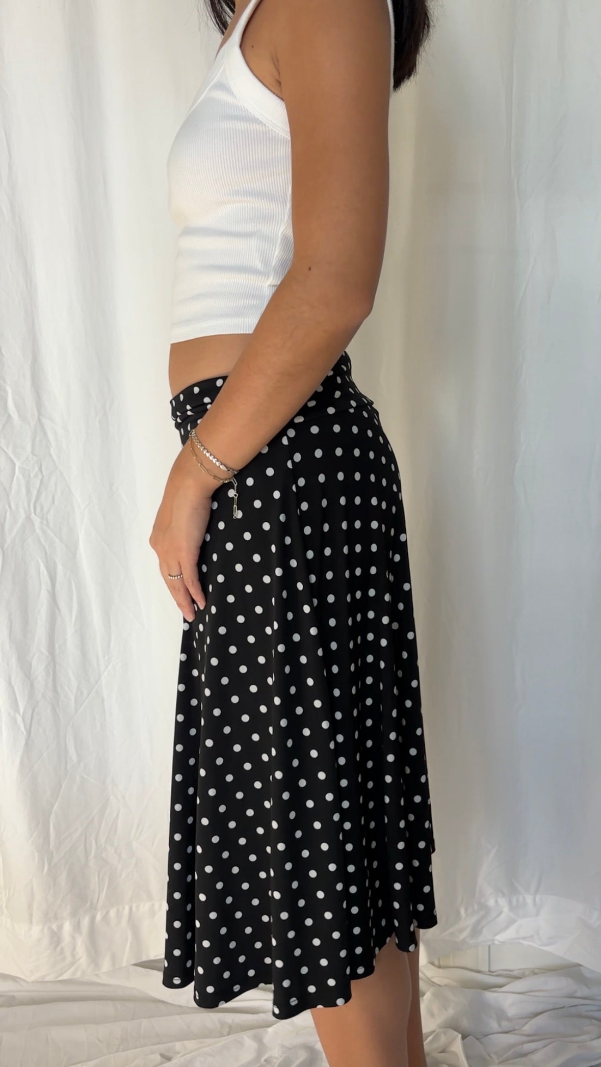 Cozy Collections Size S Polka Dot Midi Skirt