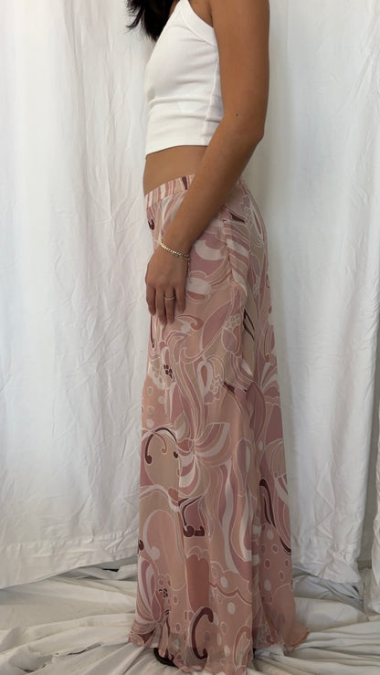 Chadwicks Size M Silk Low Rise Maxi Skirt