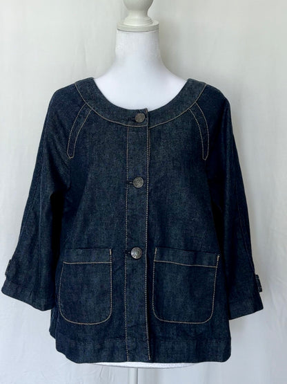 Anne Klein Size M Denim Trapeze 3/4 Sleeve Jacket