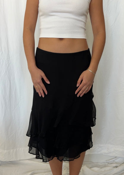 Alfani Size M Silk Ruffle Midi Skirt