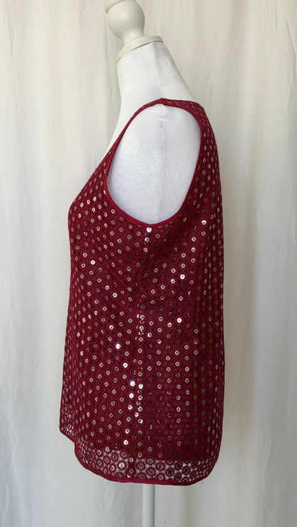 Etcetera Size L Mirrored Sparkly Sequins Tank Top