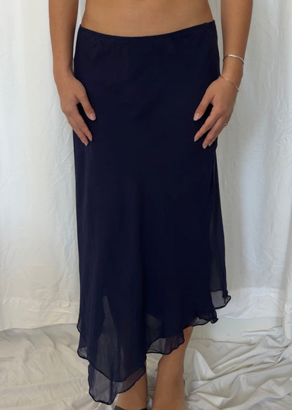 Jones New York Size S Silk Navy Maxi Skirt