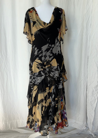Signature by Robbie Bee Size L Ruffle Beaded Maxi Occasions Dress