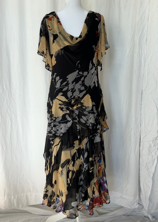 Signature by Robbie Bee Size L Ruffle Beaded Maxi Occasions Dress