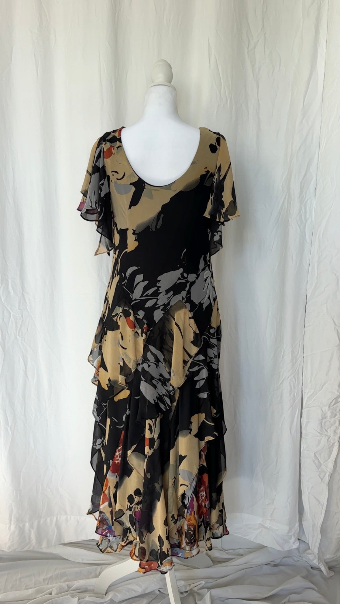 Signature by Robbie Bee Size L Ruffle Beaded Maxi Occasions Dress