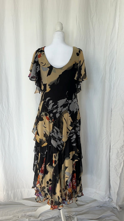 Signature by Robbie Bee Size L Ruffle Beaded Maxi Occasions Dress