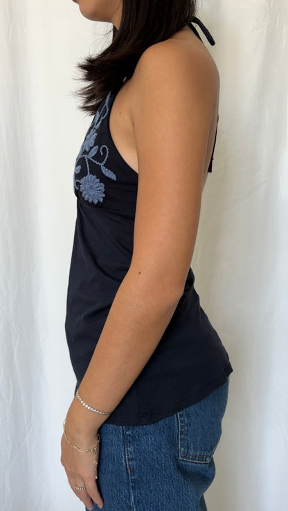 Victoria Secret Size XS Floral Embroidered Halter Sleeveless Top