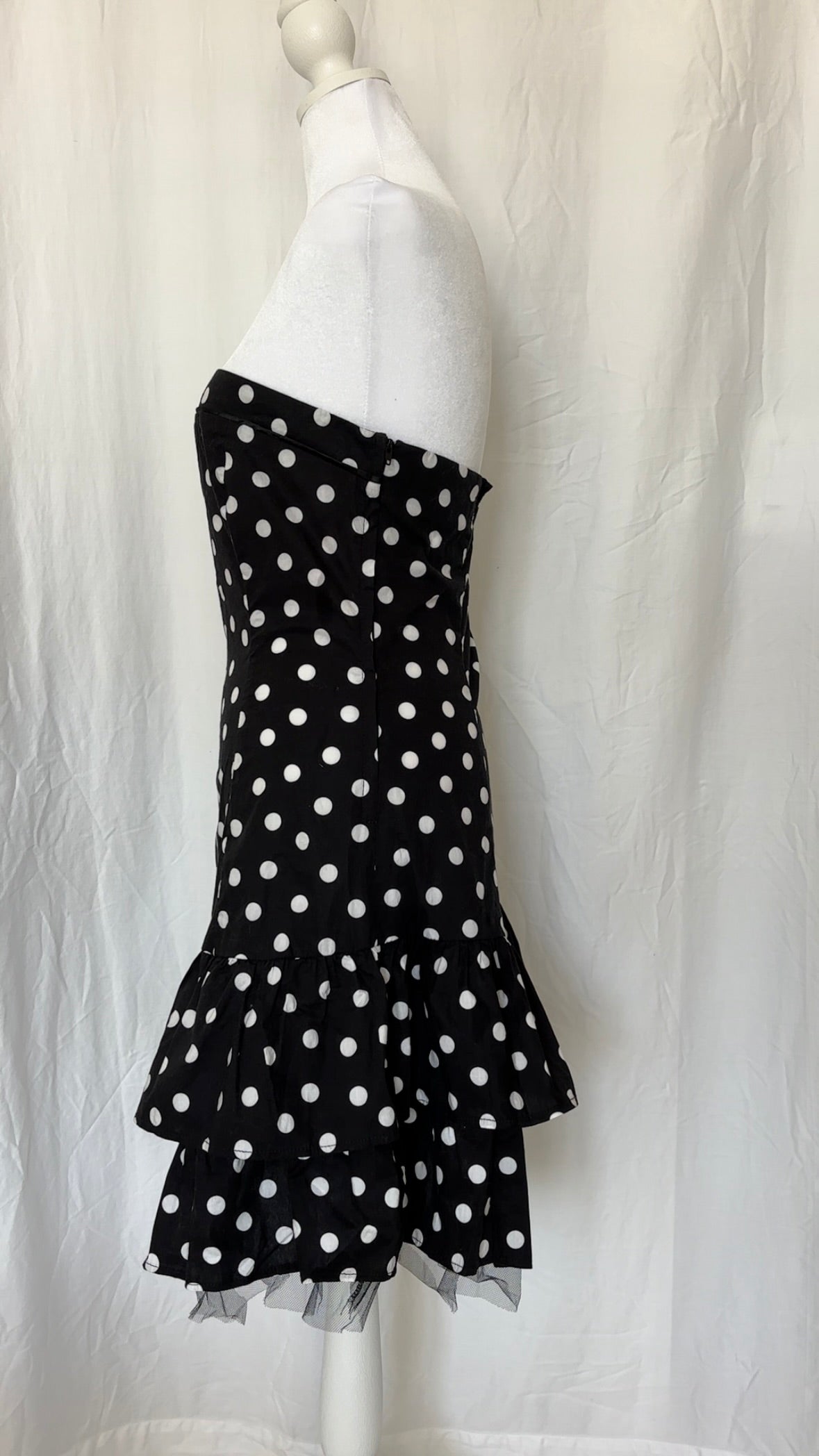 Inwear Size L Polka Dot Ruffle Strapless Mini Dress