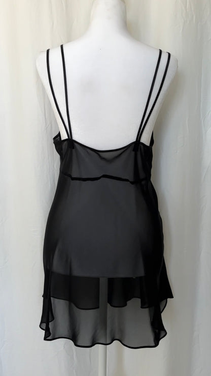 Dentelle Size M Sheer Beaded Mini Slip Dress