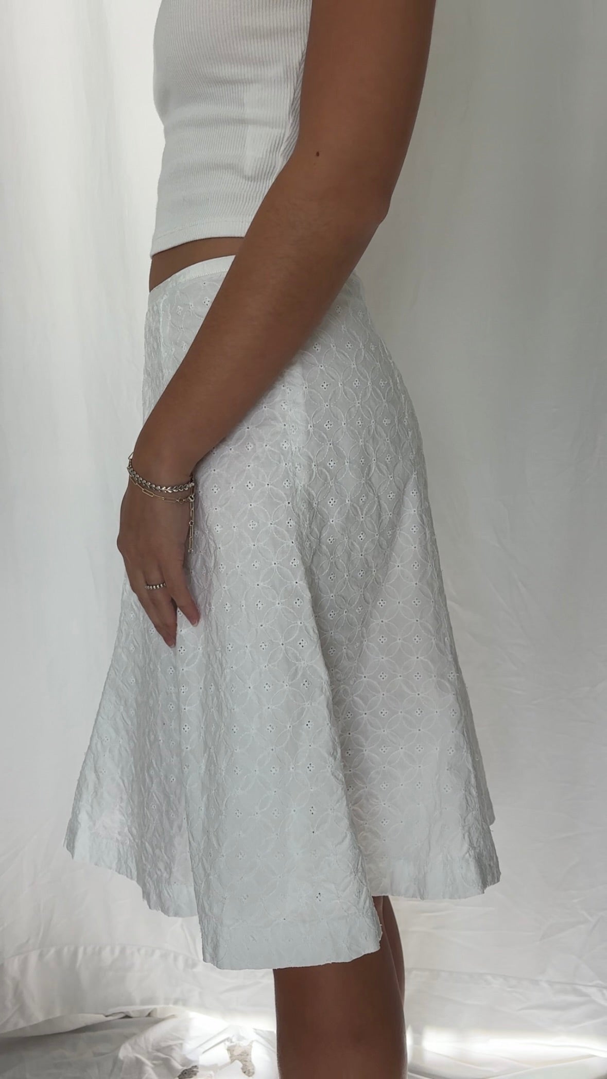 Size XS Cotton Lace Midi Skirt