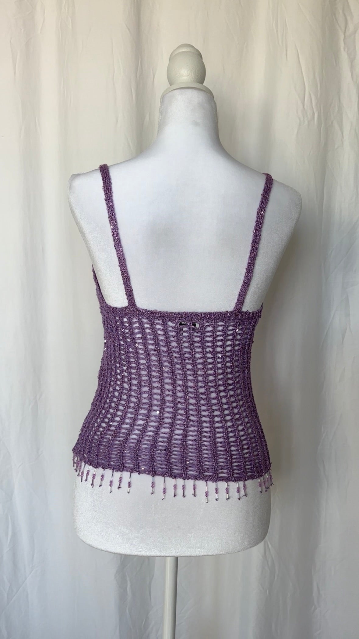 LA Hearts Size S Beaded Crochet Sleeveless Tank Top