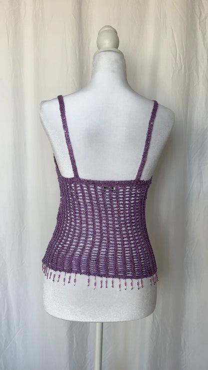 LA Hearts Size S Beaded Crochet Sleeveless Tank Top