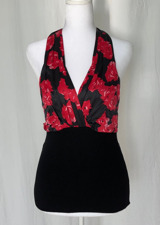 2B Bebe Size S Floral Knit Halter Top