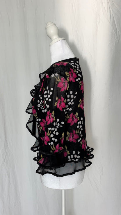 Size XS Polka Dot Sparkly Ruffle Long Sleeve Top