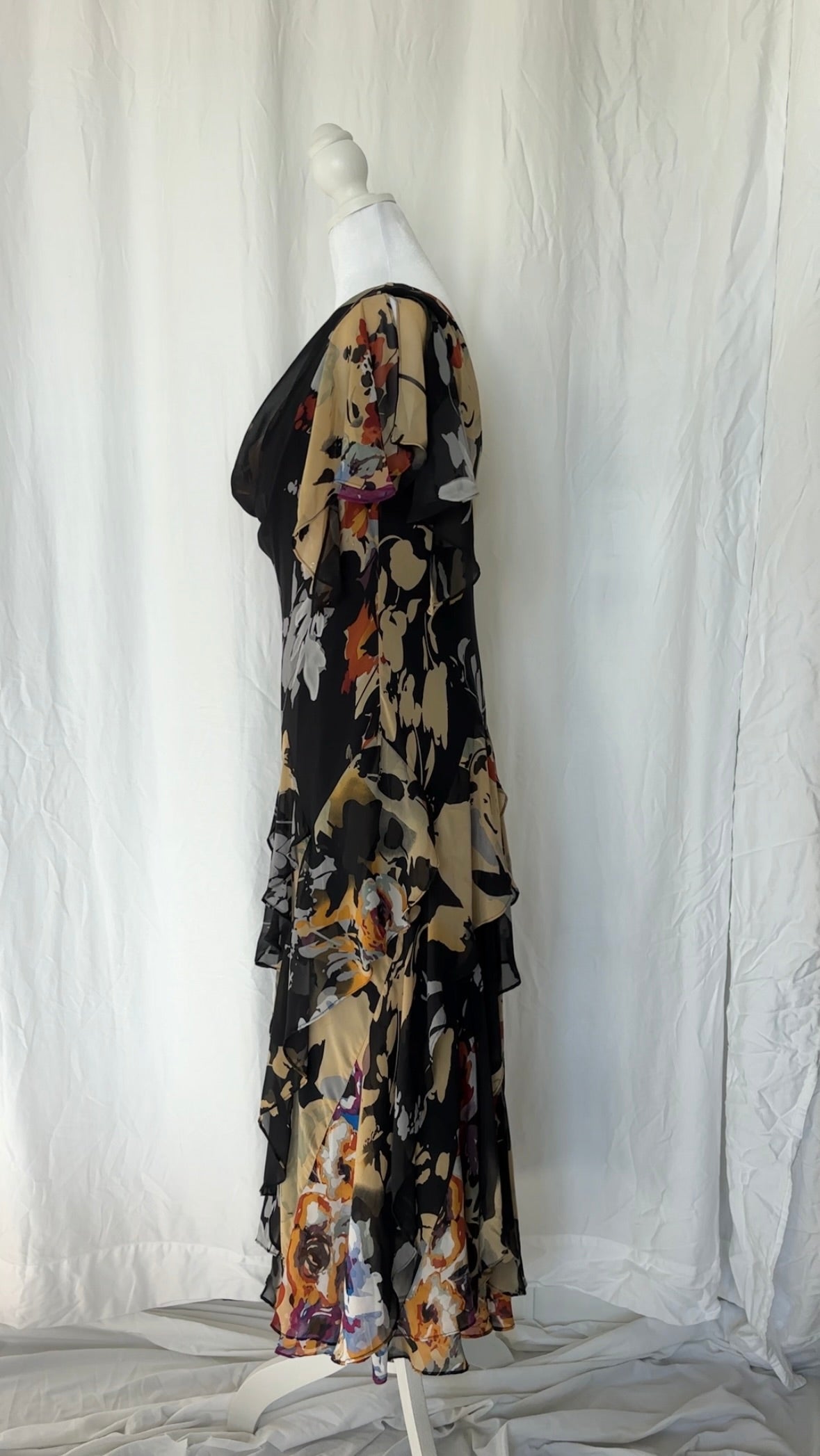 Signature by Robbie Bee Size L Ruffle Beaded Maxi Occasions Dress