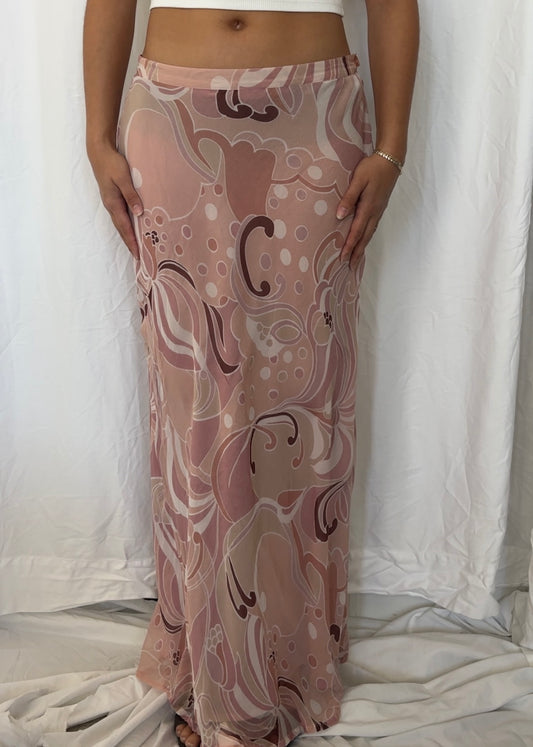 Chadwicks Size M Silk Low Rise Maxi Skirt