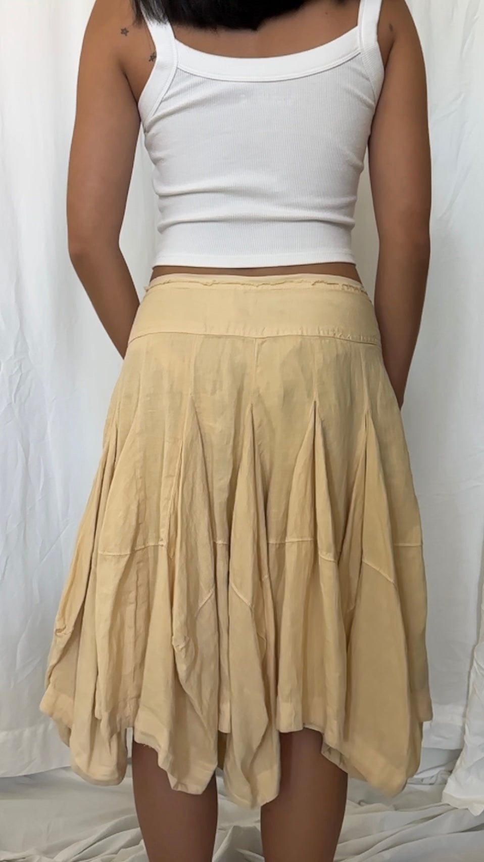 Anthropologie Size S Linen Godet Midi Skirt