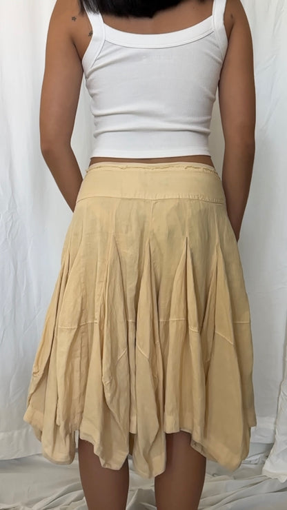 Anthropologie Size S Linen Godet Midi Skirt