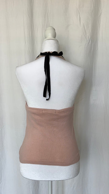 Kaisely Size L Sequin Silk Sleeveless Halter Top