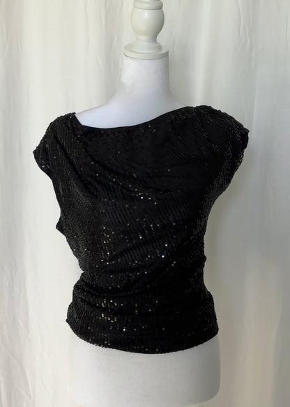 Size XS Sequin One Shoulder Sleeveless Top